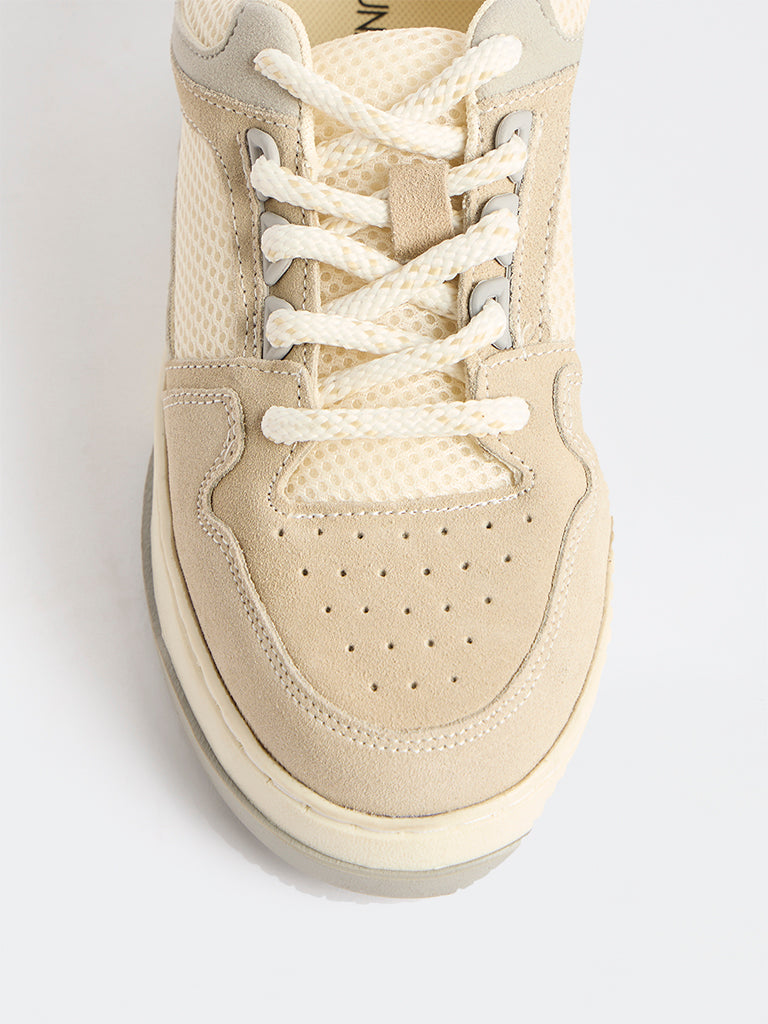 LUNA BLU Grey Colorblock Perforated Lace-Up Sneakers
