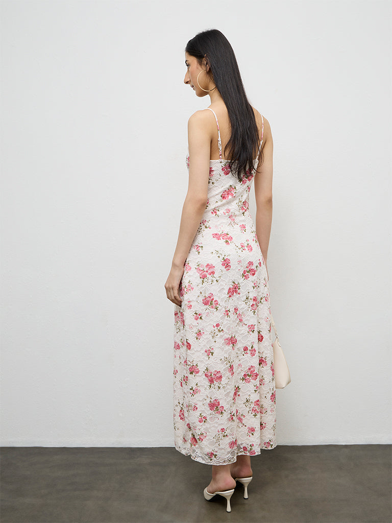 Nuon Off-White Floral Printed A-Line Dress