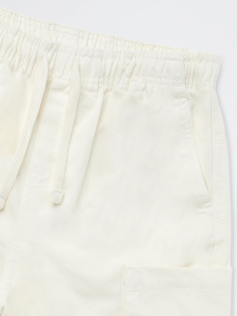 Boys Off-White Mid-Rise Cotton-Blend Cargo Shorts