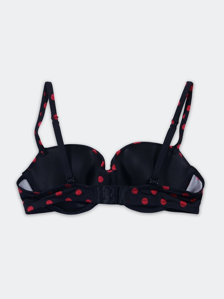 Wunderlove Black Polka Dotted Under-Wired Bra
