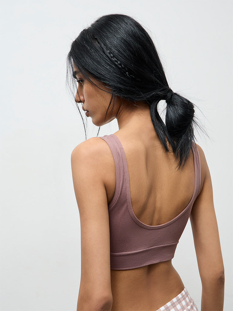 Superstar Taupe Ribbed Padded Bra