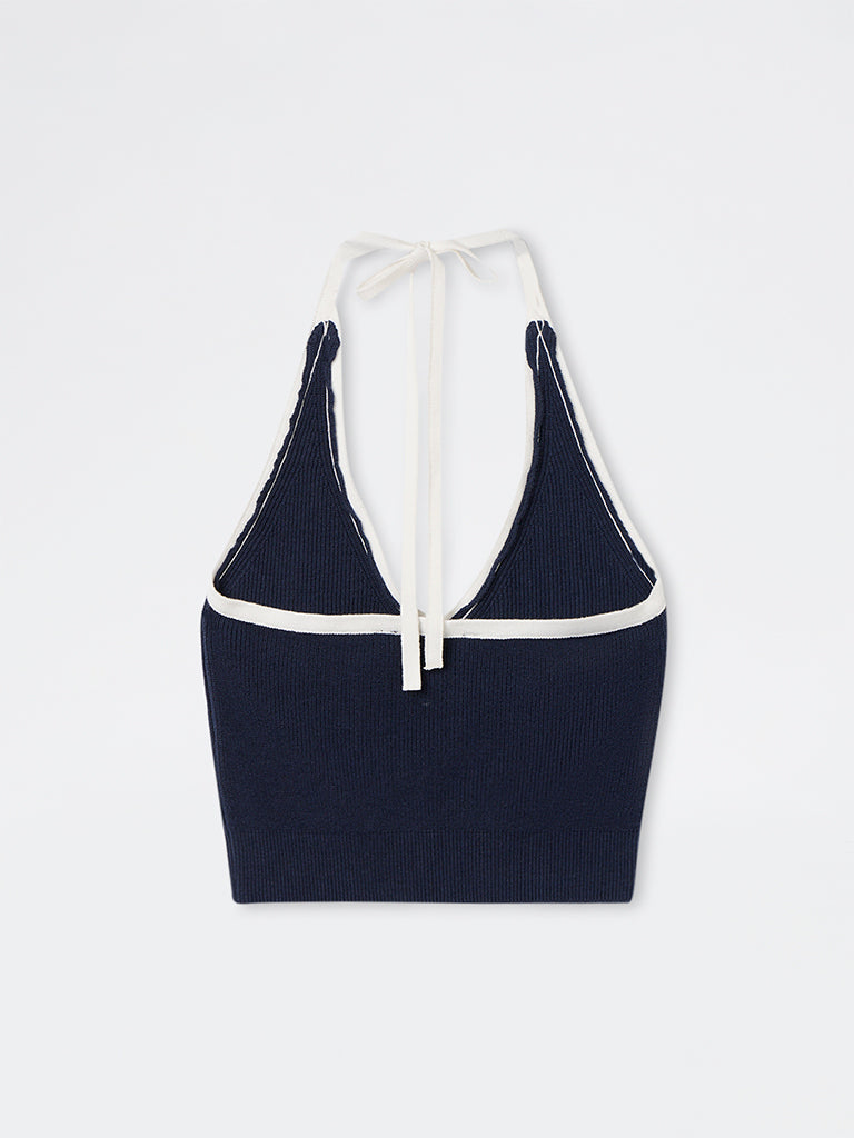 Nuon Navy Ribbed Top