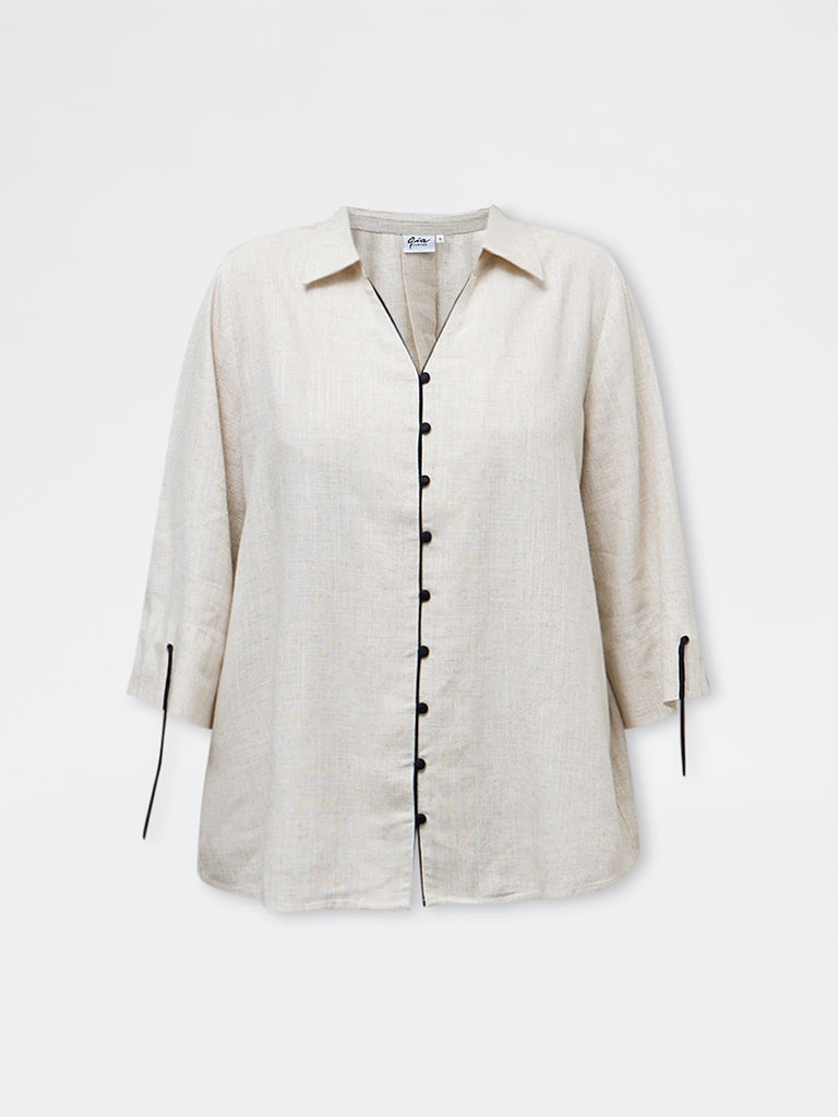 Gia Off-White Solid Blouse