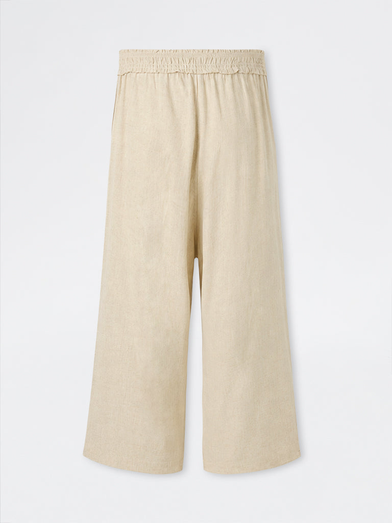 Gia Light Beige Wide-Leg Pants
