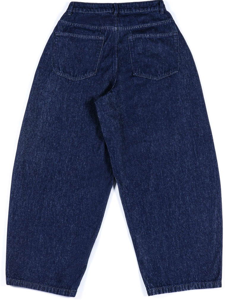 Wardrobe Indigo Solid Mid-Rise Barrel Fit Denim Trousers