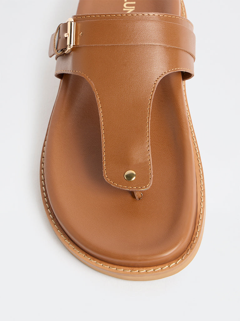 LUNA BLU Tan Thong-Strap Sandals