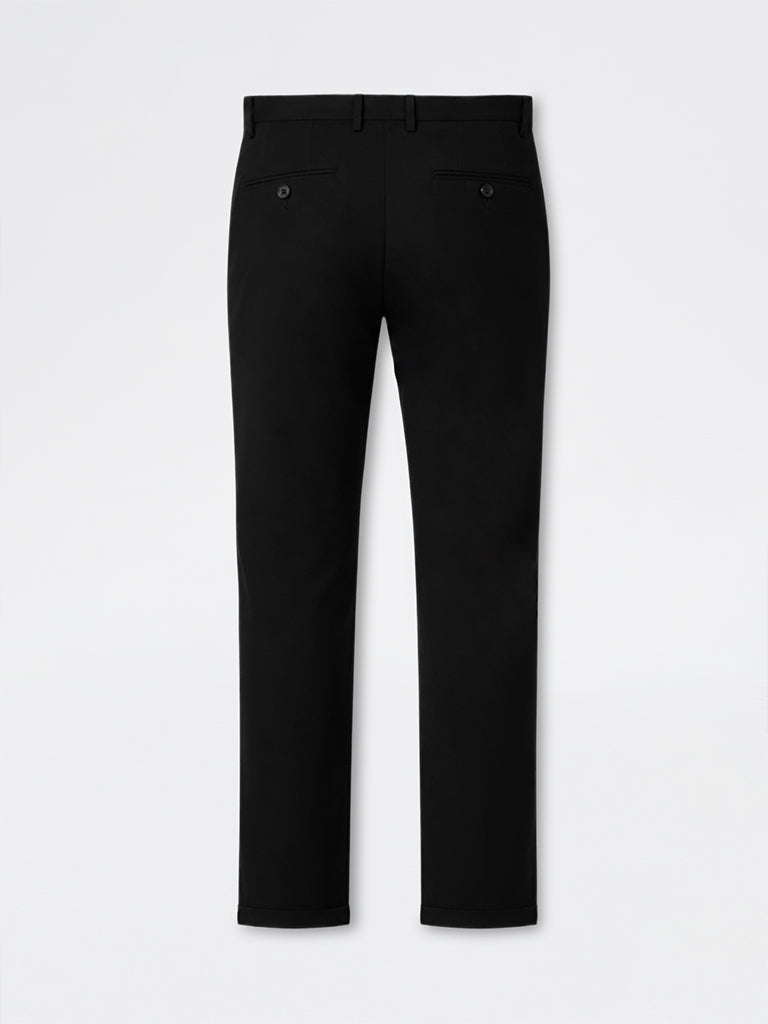 WES Formals Black Slim-Fit Mid-Rise Trousers