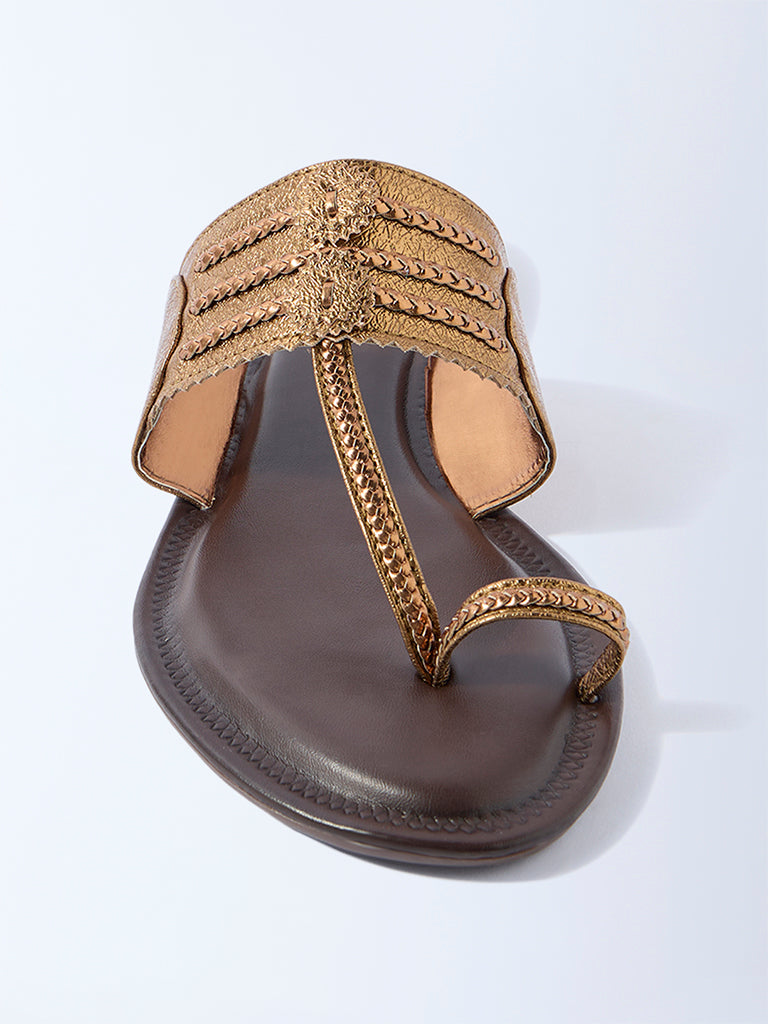 LUNA BLU Bronze Kolhapuri Sandals