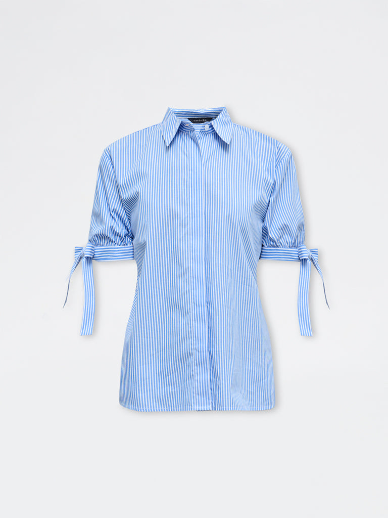 Wardrobe Blue Striped Cotton Shirt