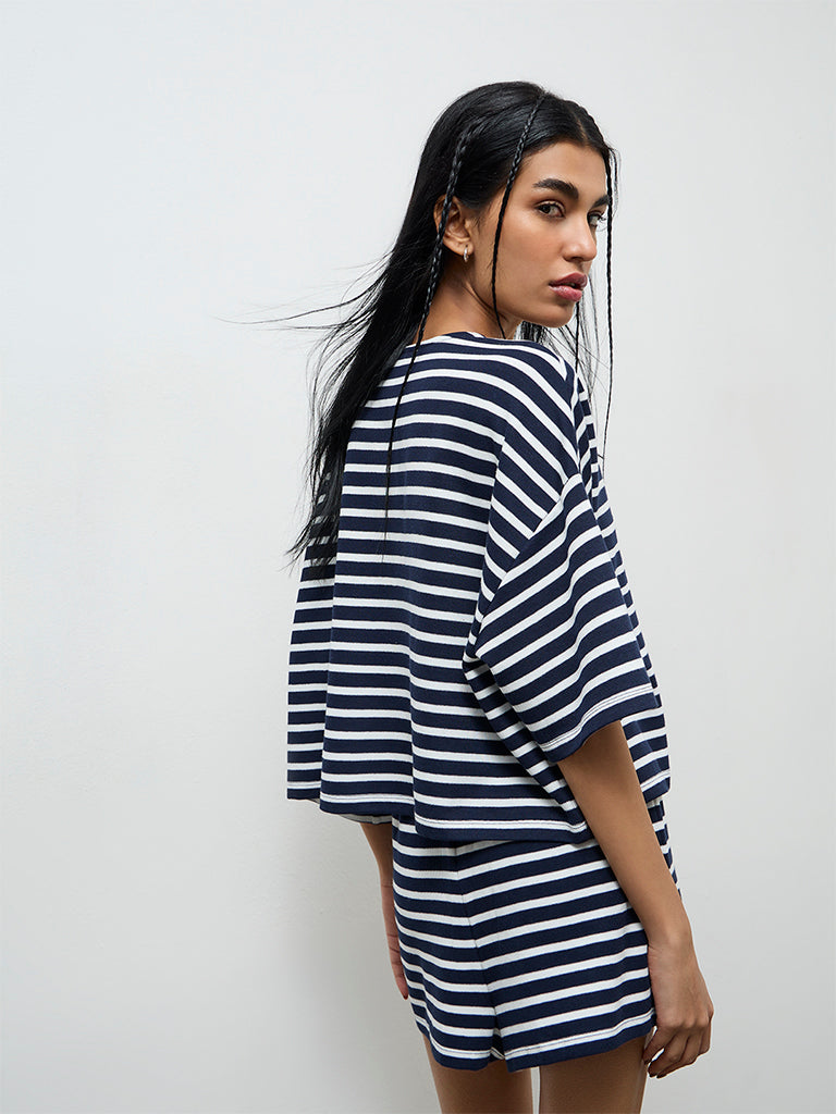 Superstar Navy Striped Cotton Top