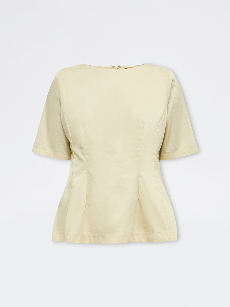 Wardrobe Yellow Cotton Peplum Top