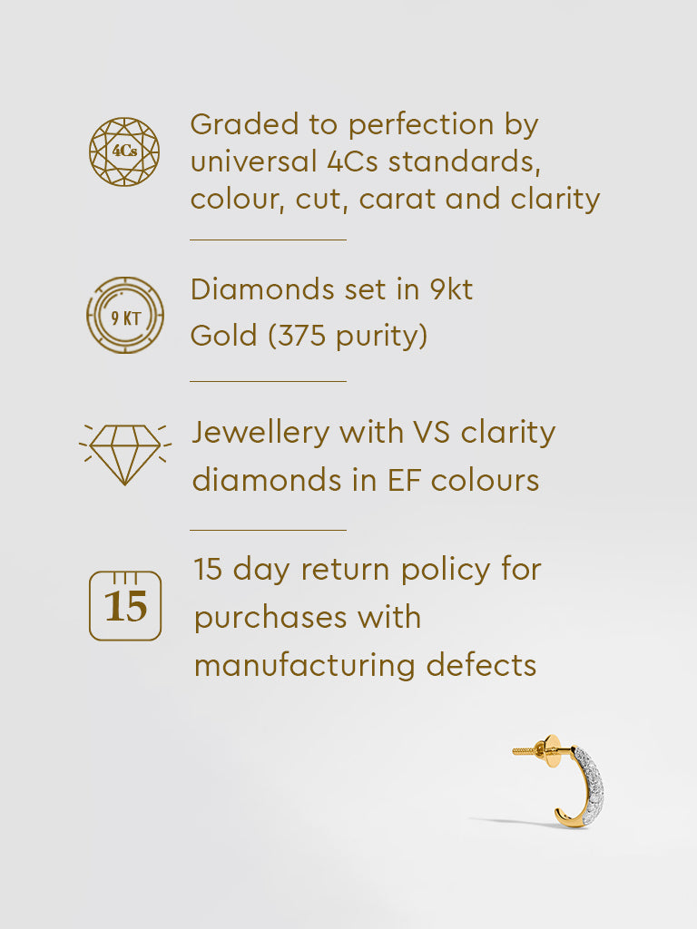 Pave Lab Diamond J-Shaped Hoop Earrings