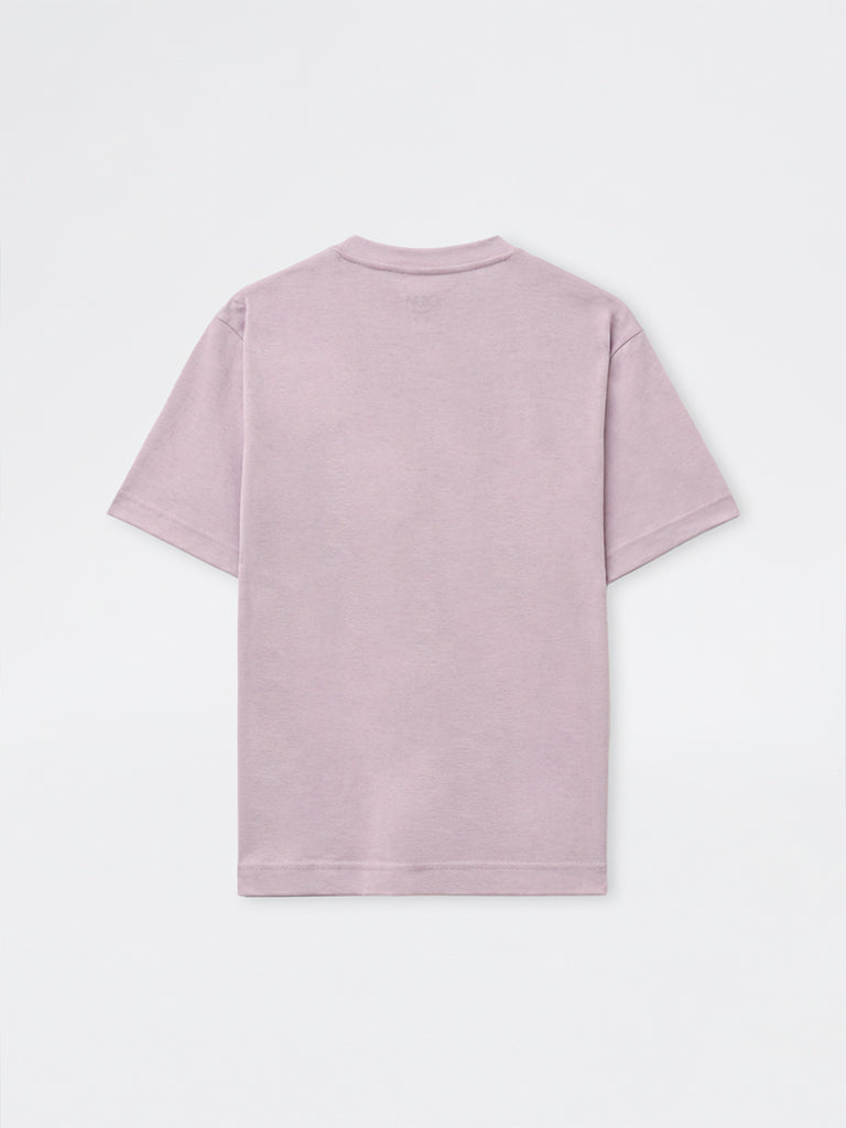 Nuoflexx Mauve Solid Relaxed-Fit Cotton-Blend T-Shirt