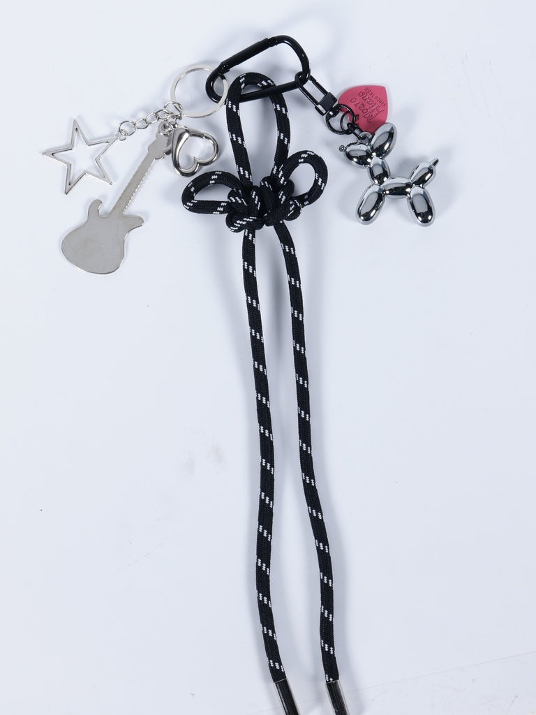 Black Multi-Charm Guitar Detail Slim Cord Accessory