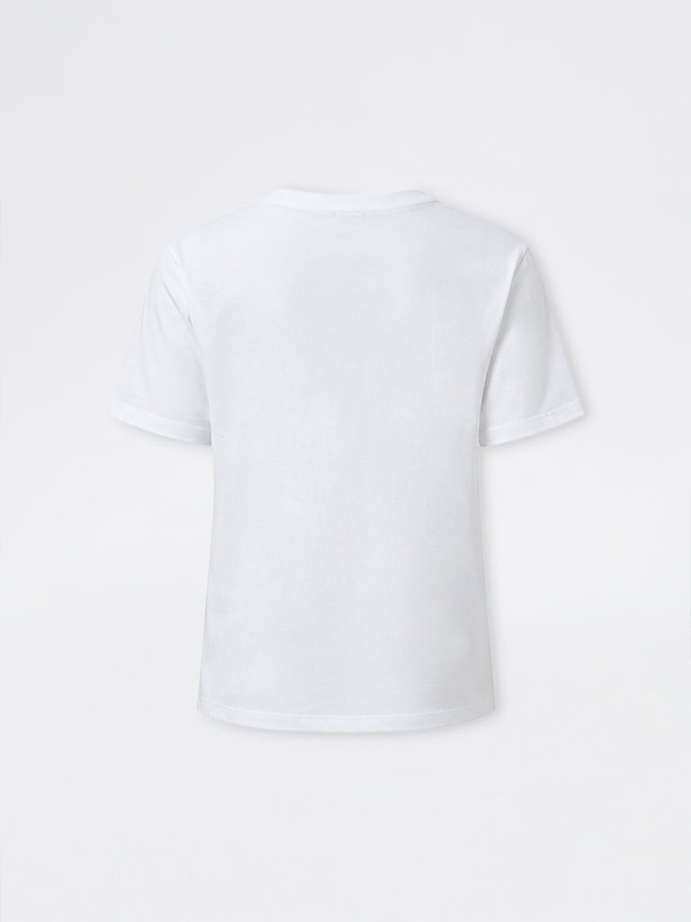 LOV White Printed Cotton T-Shirt