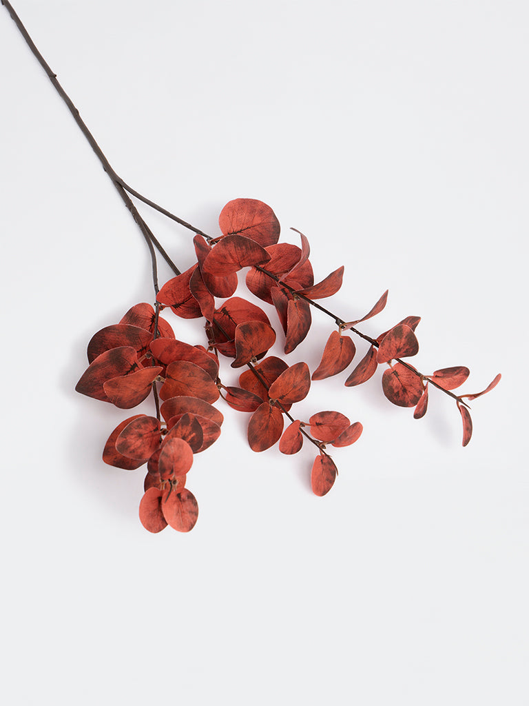 Westside Home Red Artificial Eucalyptus Leaf Stem