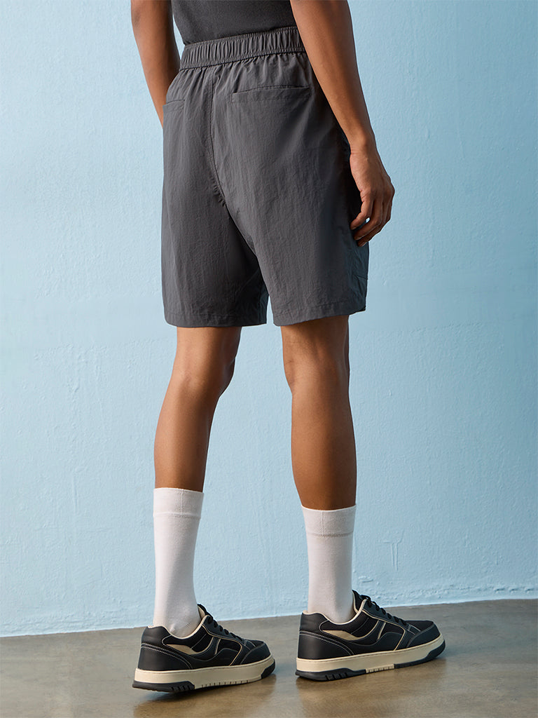 Nuoflexx Charcoal Relaxed-Fit Mid-Rise Shorts