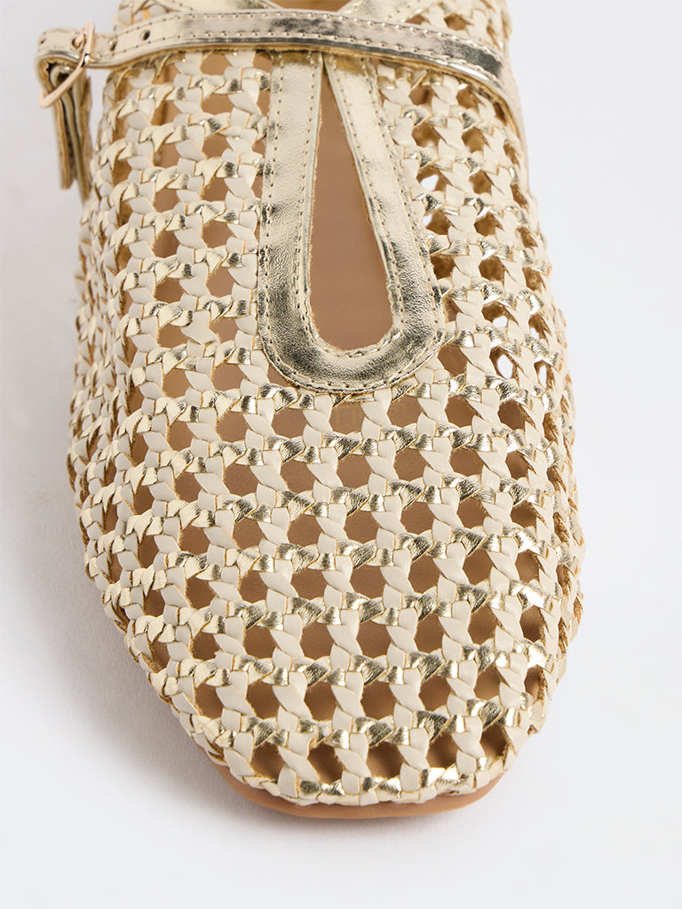 LUNA BLU Gold Mary Jane Shoes