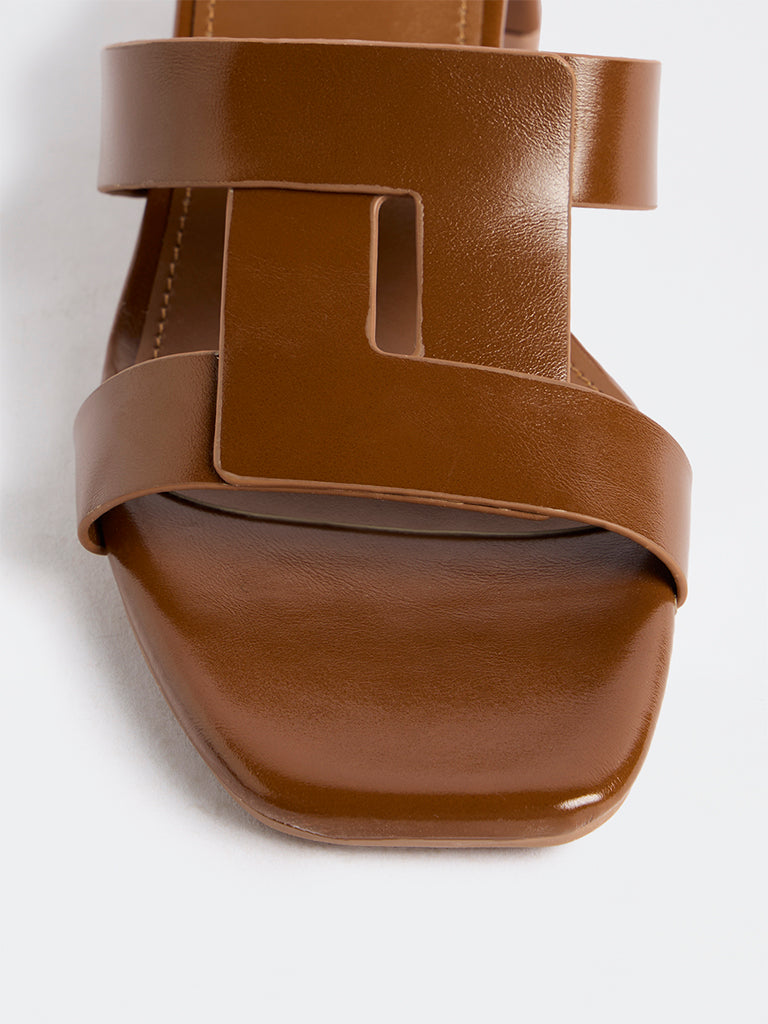 LUNA BLU Tan Block Heel Sandals