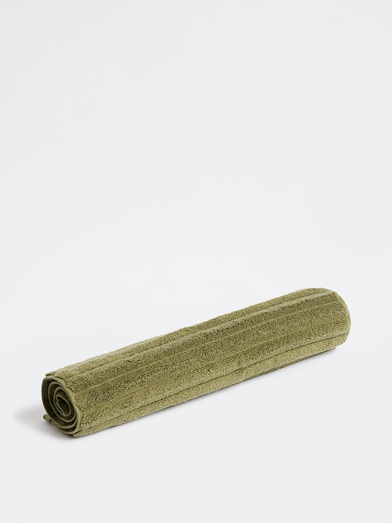 Westside Home Dark Olive Self-Striped Hand Towel