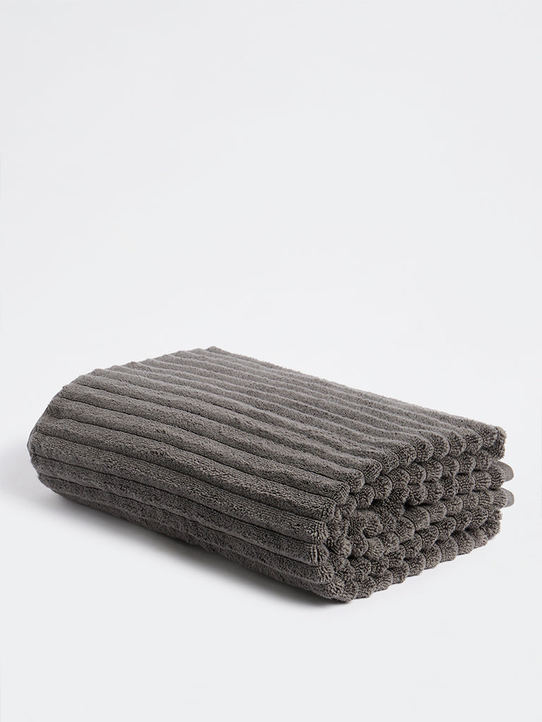 Westside Home Charcoal Self-Striped Bath Sheet