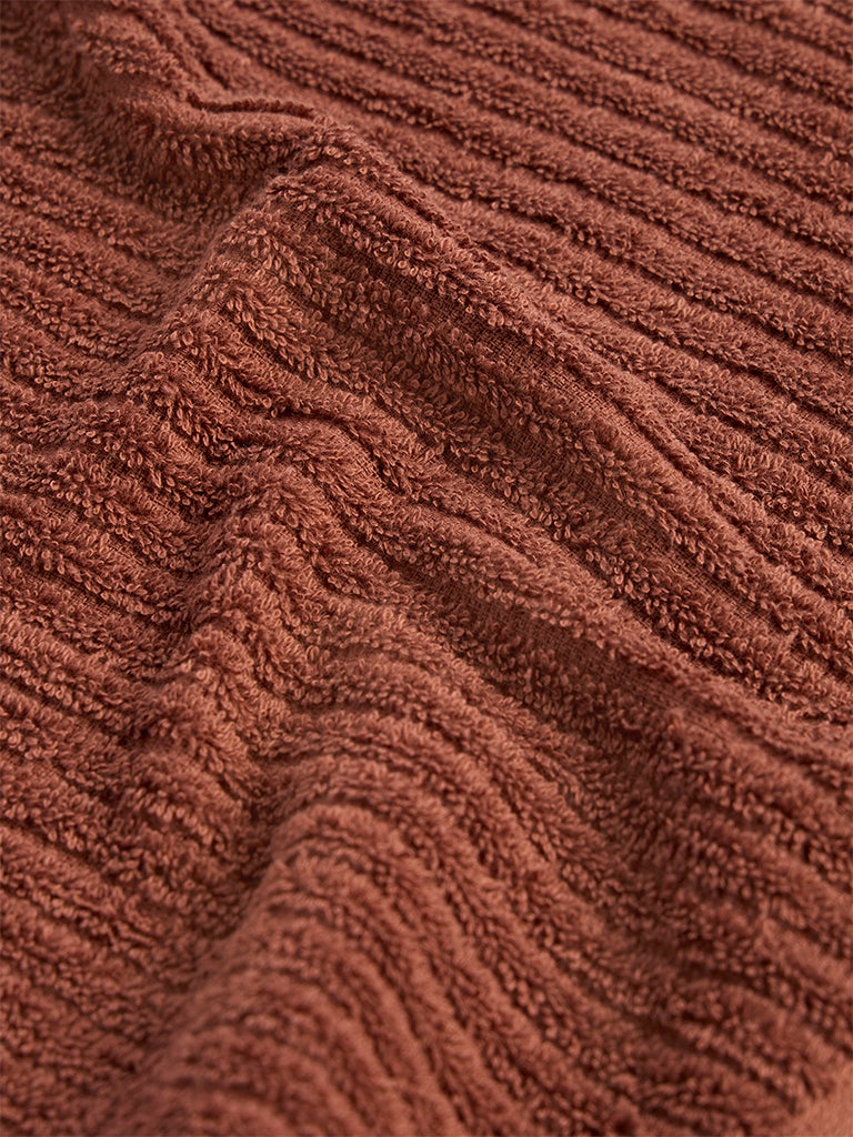 Westside Home Brown Knit-Textured Face Towels - Set of 2