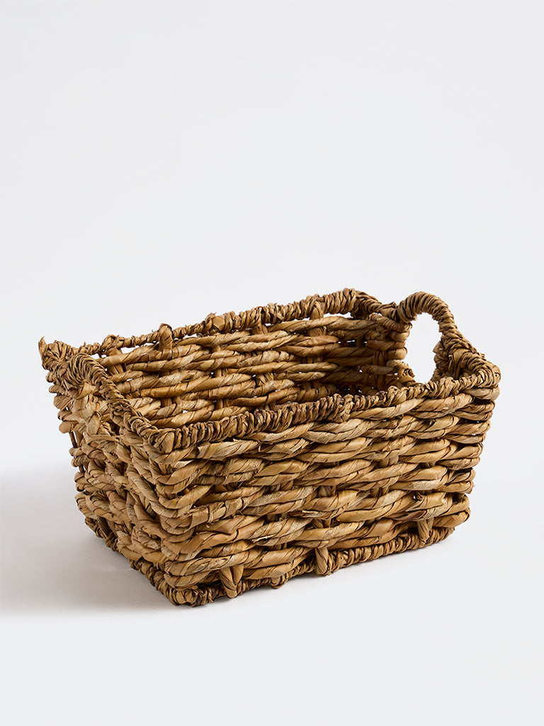 Westside Home Beige Woven Rectangular Basket