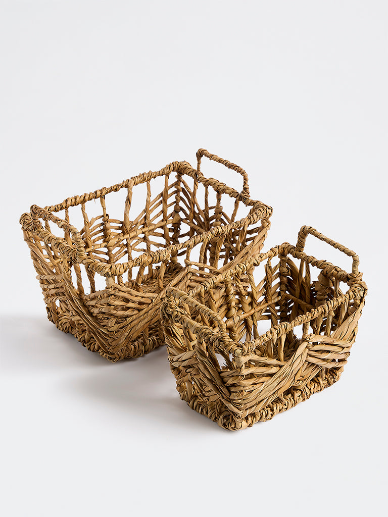 Westside Home Dark Beige Woven Baskets - Set of 2