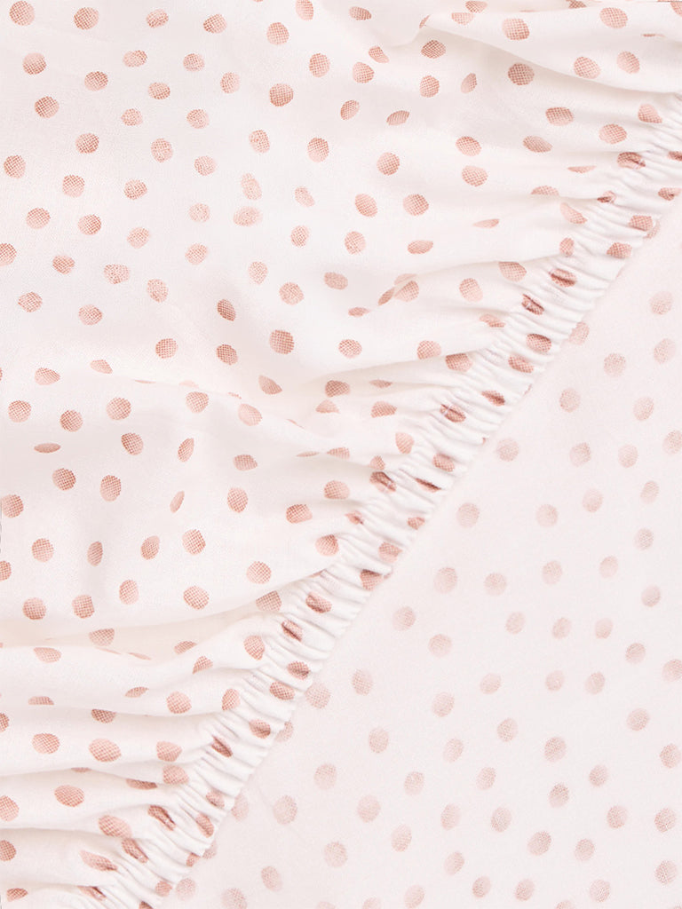 Westside Home Pink Polka Dot Printed Fitted Queen Bed Sheet Set
