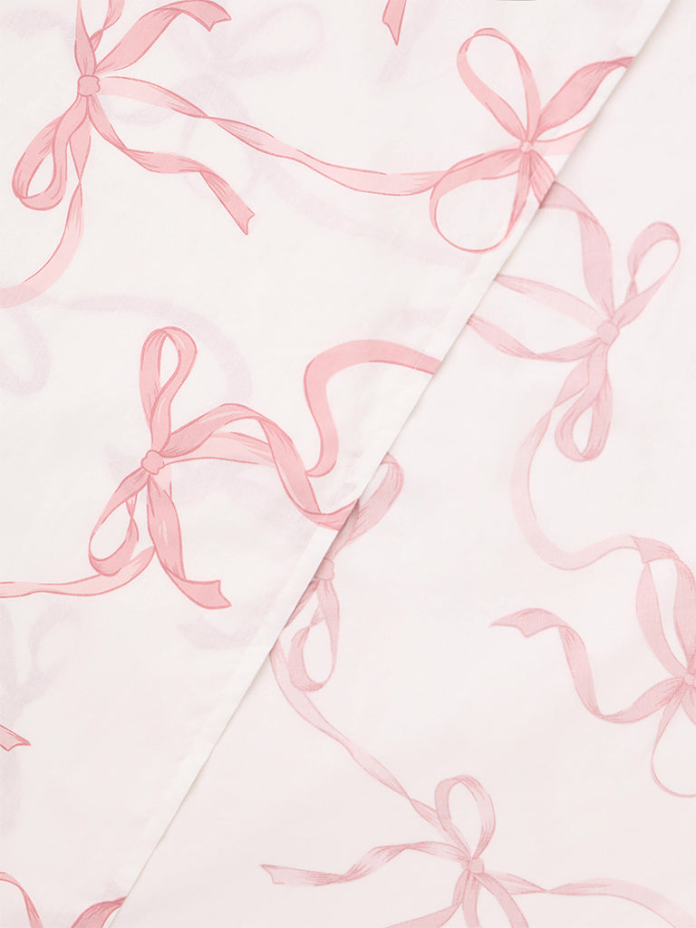 Westside Home Pink Bow Printed Queen Bedsheet Set
