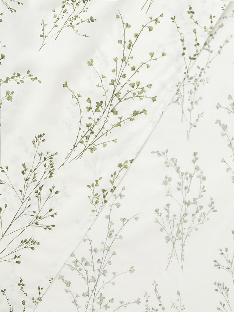 Westside Home Green Botanical Printed Queen Bed Sheet Set