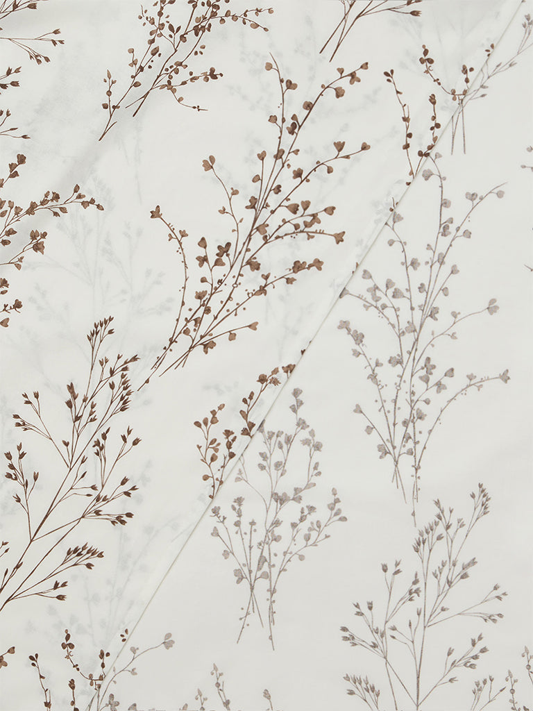 Westside Home Brown Botanical Printed King Bed Sheet Set