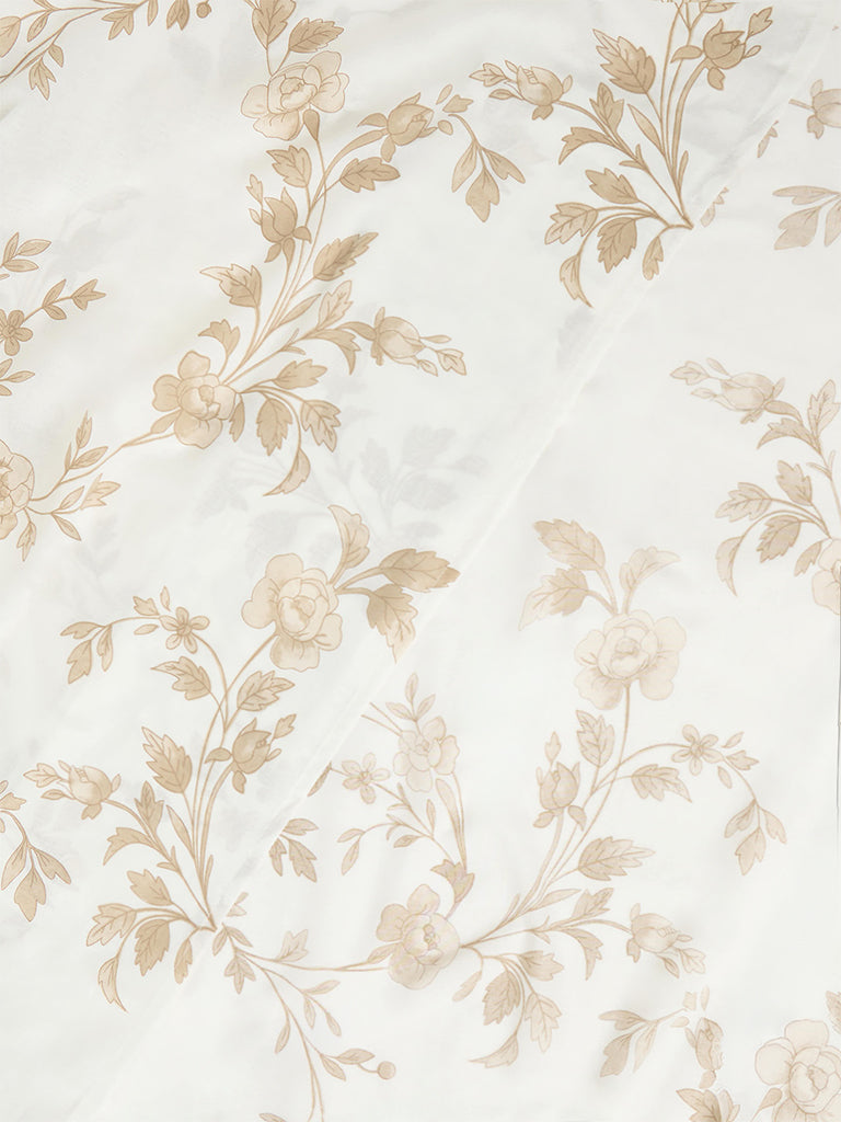 Westside Home Light Taupe Floral Printed King Bed Sheet Set