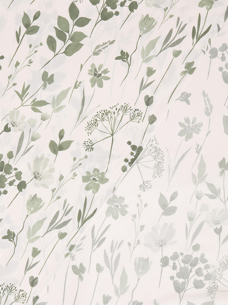 Westside Home Green Botanical Printed Queen Bed Sheet Set