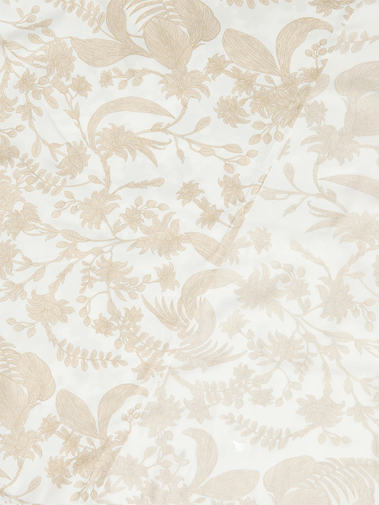 Westside Home Light Beige Foliage Printed King Bed Sheet Set