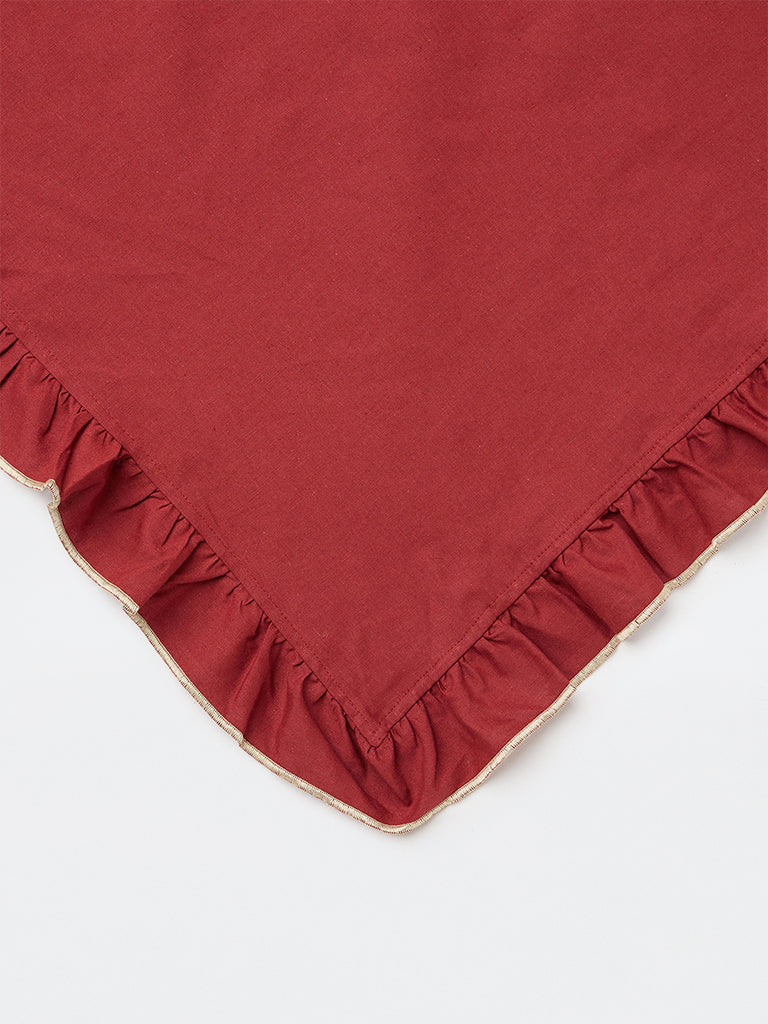 Westside Home Red Frill-Detail Table Cloth
