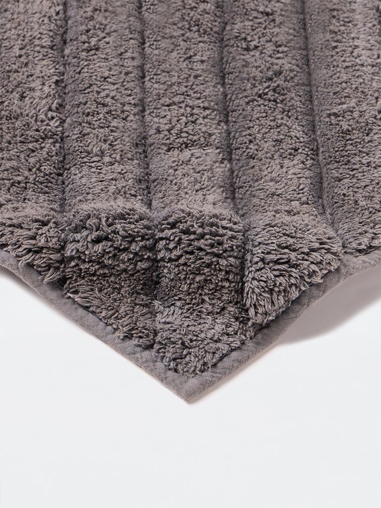 Westside Home Charcoal Diagonal Striped Bath Mat