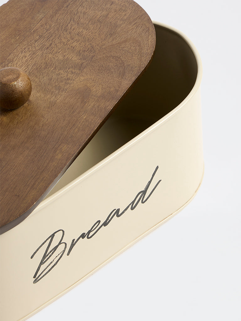 Westside Home Ivory Text-Detail Bread Box