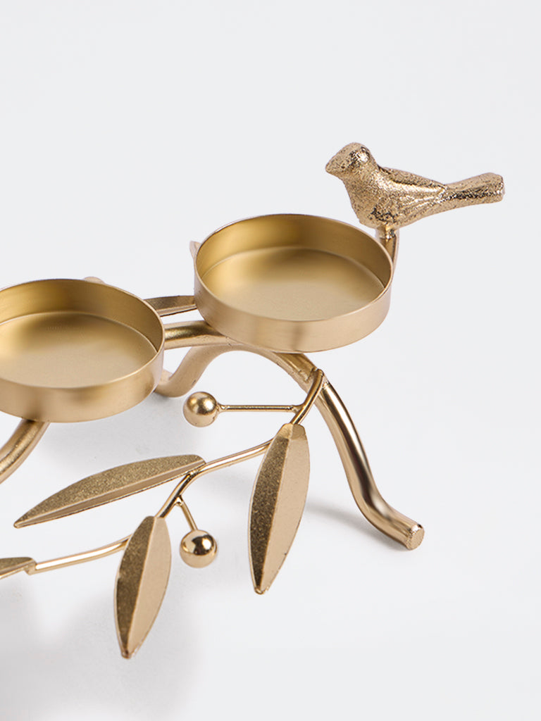 Westside Home Gold Metal Bird-Design Multi-Votive Candle Holder