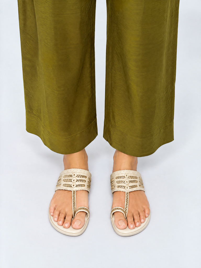 LUNA BLU Ivory Braided Kolhapuri Comfort Sandals
