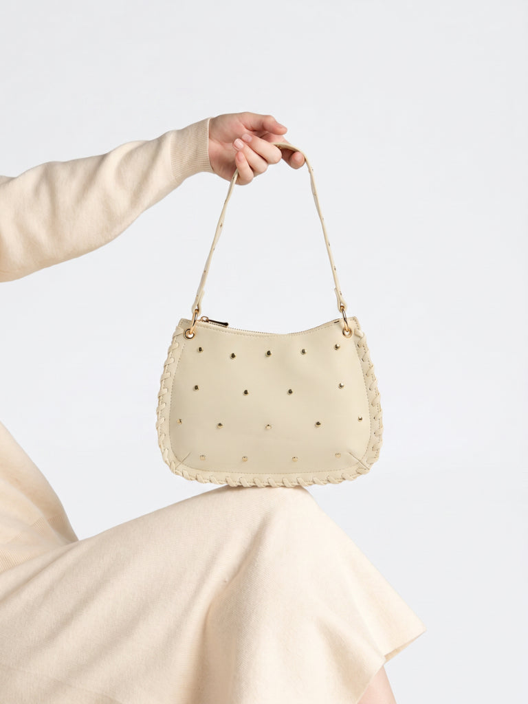 Westside Off-White Stud-Detailed Shoulder Bag