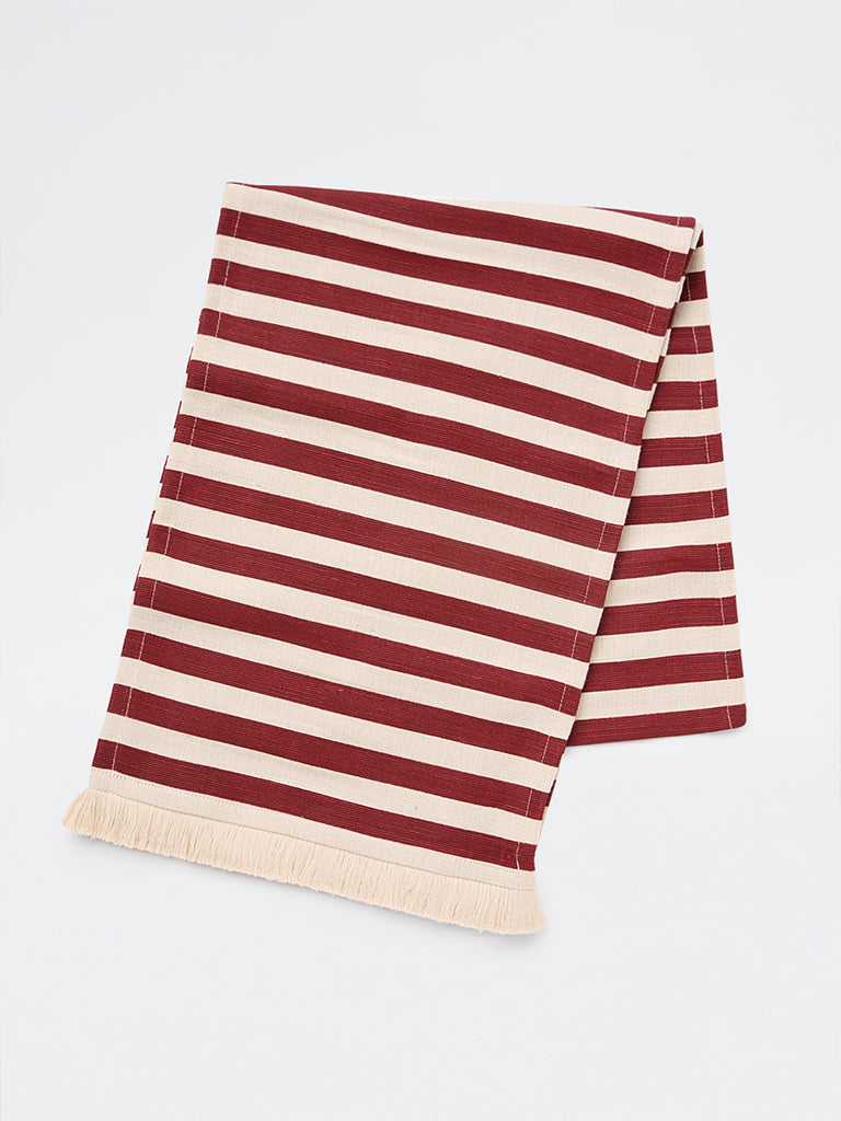 Westside Home Red Stripe Printed Table Runner