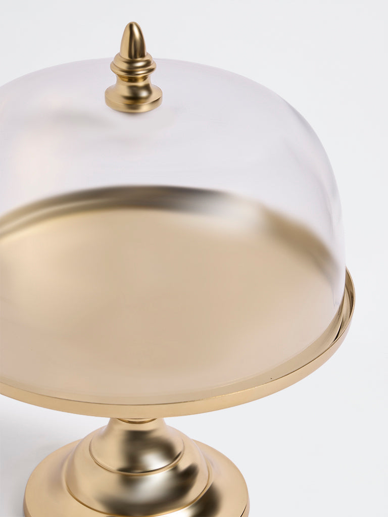 Westside Home Gold Pillar Cake Stand with Glass Lid