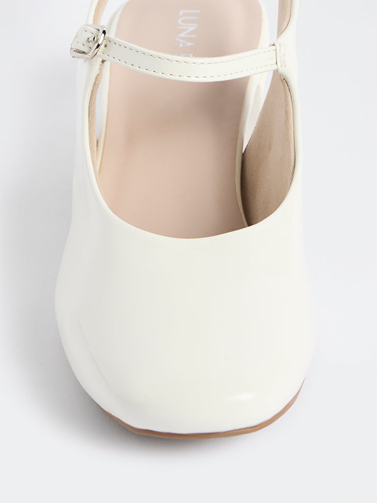 LUNA BLU White Mary Jane Block-Heel Shoes