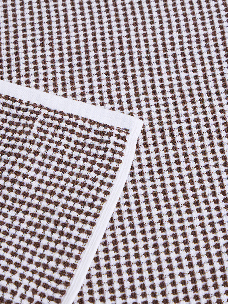 Westside Home White and Brown Pebble Textured Hand Towel