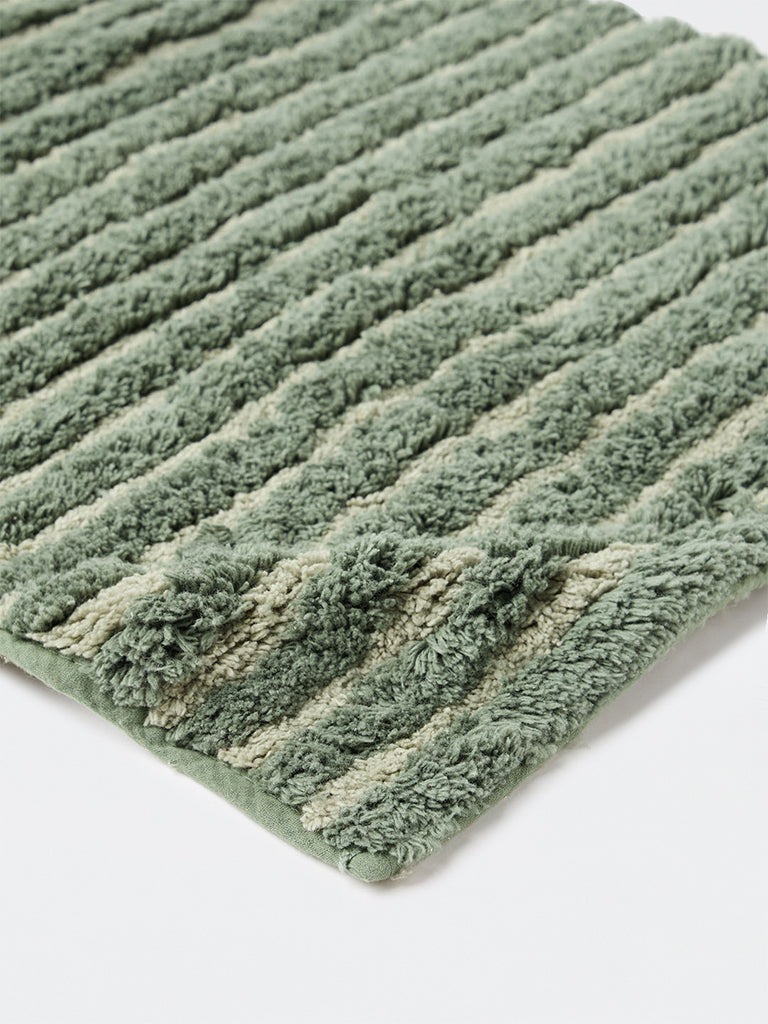 Westside Home Sage Striped Bath Mat