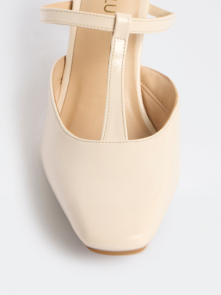 LUNA BLU Ivory Thong-Strap Stiletto Heel Mules