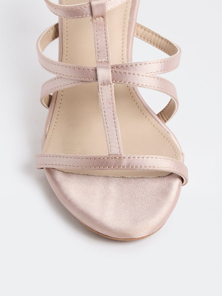 LUNA BLU Blush Multi-Strap Stilettos Heel Sandals
