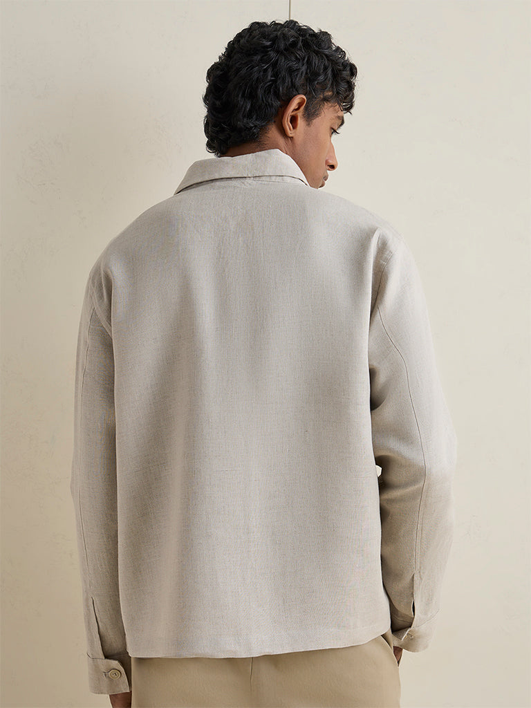 Ascot Light Beige Relaxed-Fit Linen Jacket