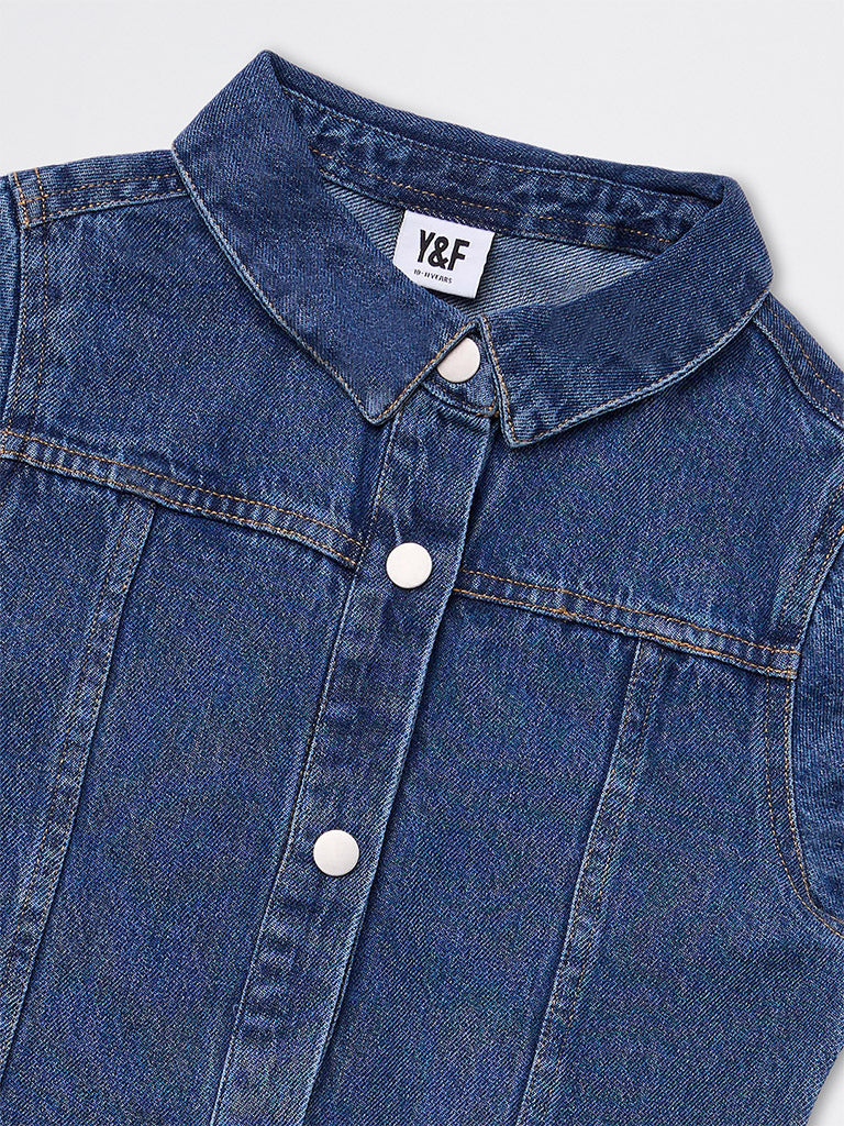 Girls Blue Denim Shirt Dress